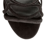 Vinci 105 black suede golden heel sandals