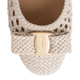 Varina off-white woven leather ballerinas