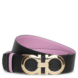 Flamingo 35 leather gold buckle reversible belt