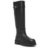 Vara chain black leather high boots