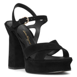 Sonya black suede platform sandals