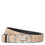 Gancini Reversable and Adjustable silver beige belt