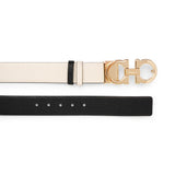 Grained leather cream and black belt