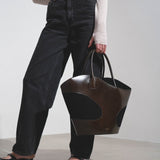 Cut out brown tote bag