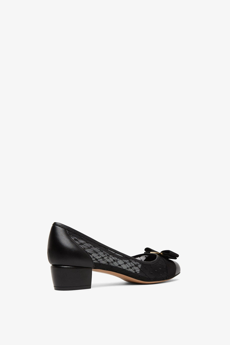 Vara black mesh pumps