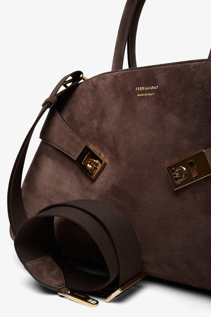 Hug medium dark brown top handle bag