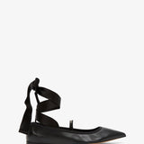 Ankle ribbon black ballet flats