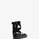Ankle ribbon black ballet flats