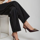 Sara 95 dark red sling pumps