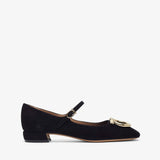 Black leather dress shoe on a white background
