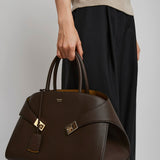 Hug M brown bicolor top handle bag