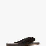 Loly black fur thong flat sandals