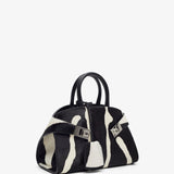 Hug mini white and black top handle bag