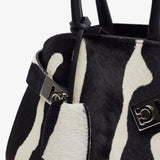 Hug mini white and black top handle bag