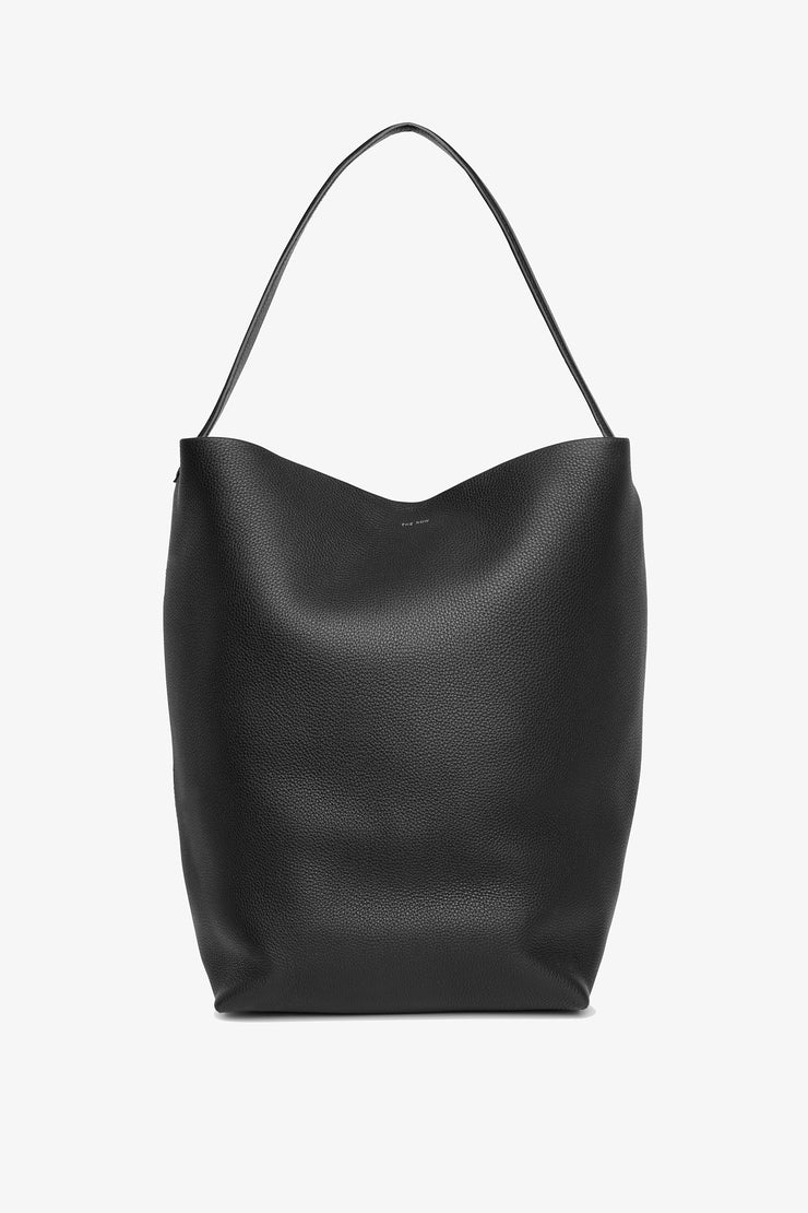 Large N/S black leather park tote bag