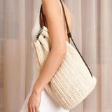 Massimo silk and raffia backpack