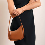 Half Moon small tan leather shoulder bag