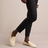Canal bone white leather loafers
