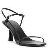 Bare black leather sandals