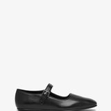 Ava black leather ballerinas
