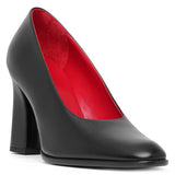 Olivia black leather pumps