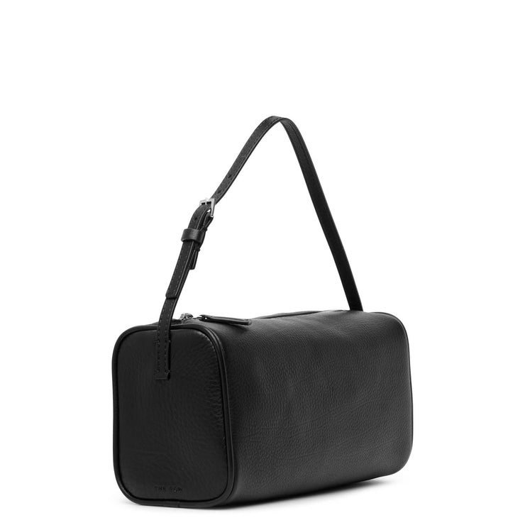 90's black small grain leather bag