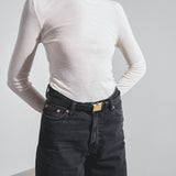 Brian belt black and gold leather belt