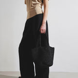 Elif black raffia bag