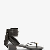 Cord black leather sandals