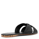 Soft knot black leather flats