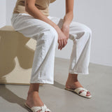 Soft knot white leather flats