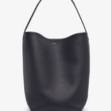 Large N/S dark blue leather tote bag
