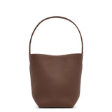 Small N/S dark olive leather tote bag