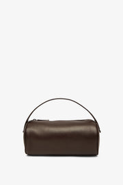 Round 90's dark brown leather bag