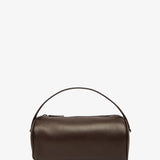 Round 90's dark brown leather bag