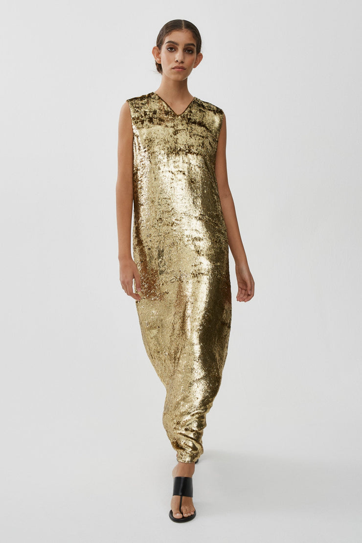 Louane gold dress