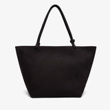 Black tote bag on a white background