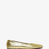 Square nappa gold ballet flats