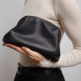 Mira black leather clutch