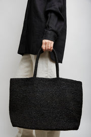 Oregon black raffia bag