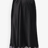 Irene black silk slip skirt