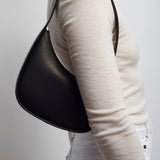 Half moon black leather bag