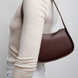 Half moon brown leather bag