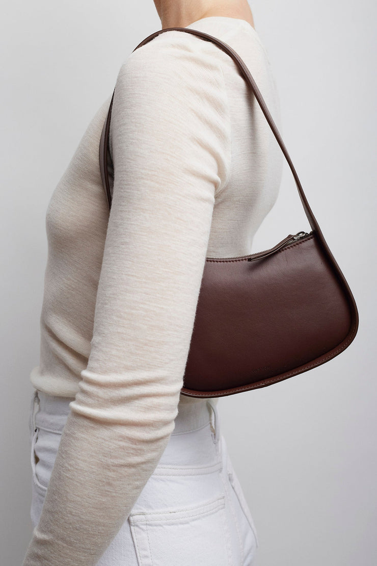 Half moon brown leather bag