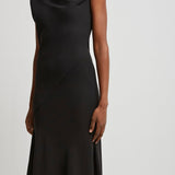Violetta black silk dress