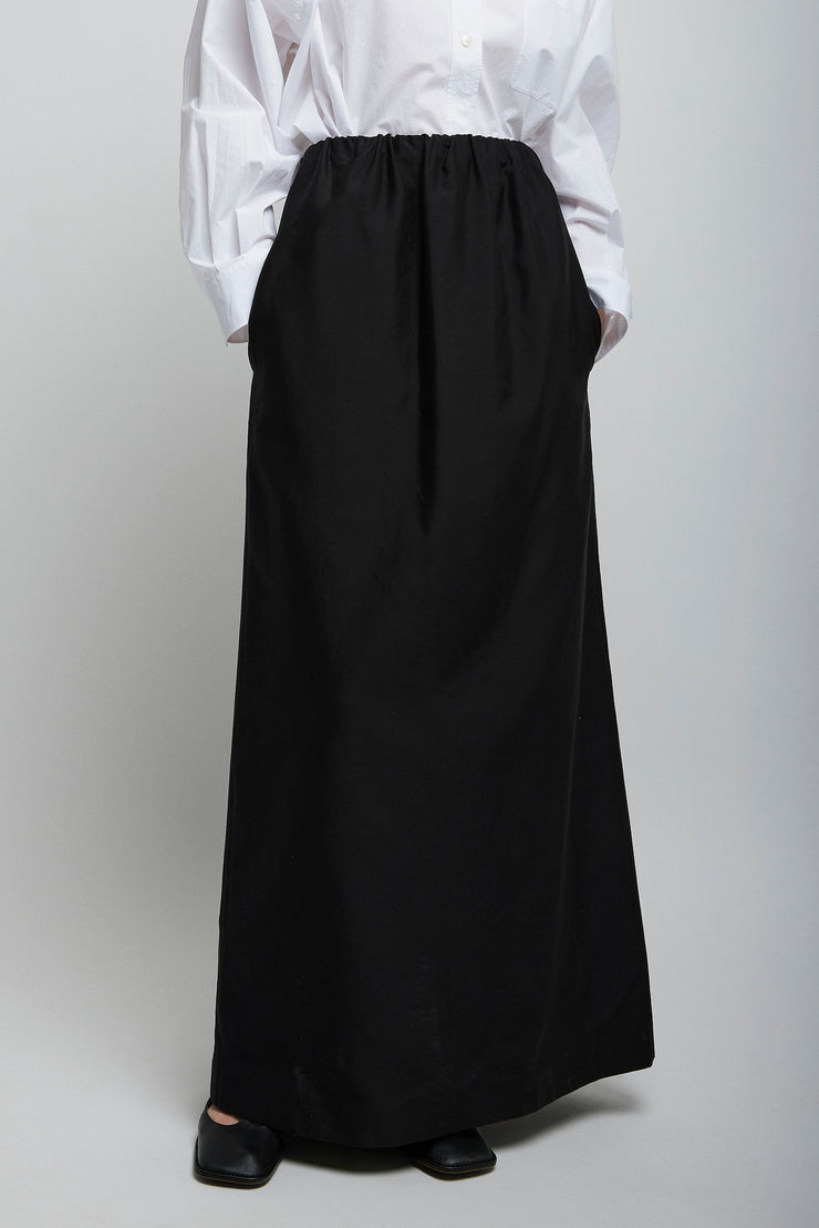Saul black silk cotton skirt