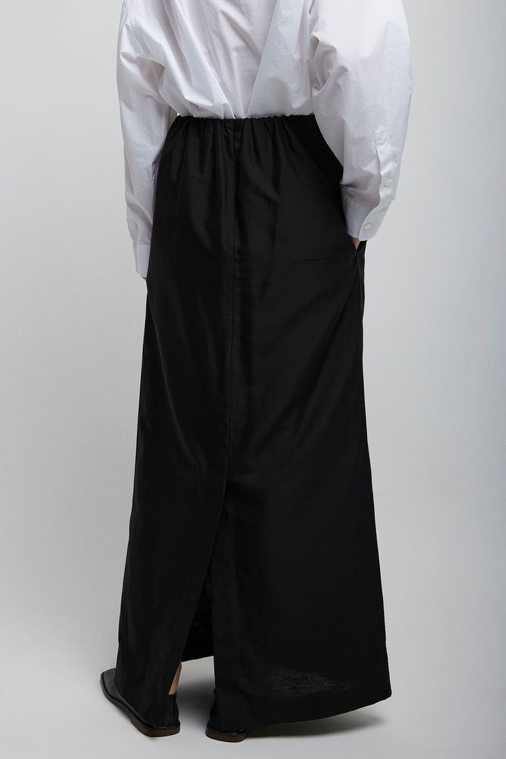 Saul black silk cotton skirt