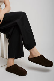 Hudson suede and shearling slides