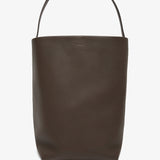 Large N/S deep brown leather tote bag