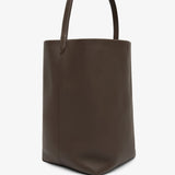 Large N/S deep brown leather tote bag